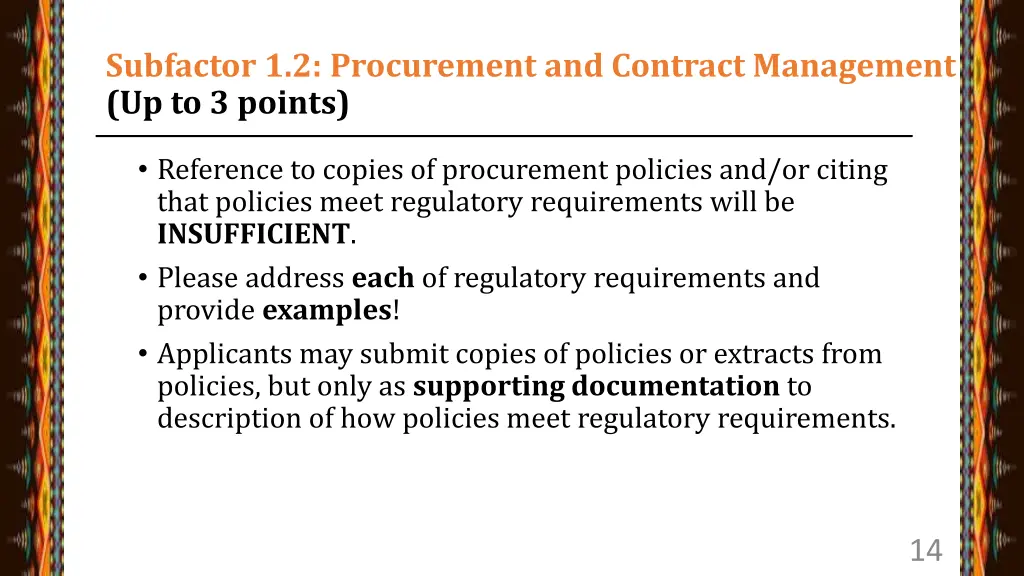 subfactor 1 2 procurement and contract management 3