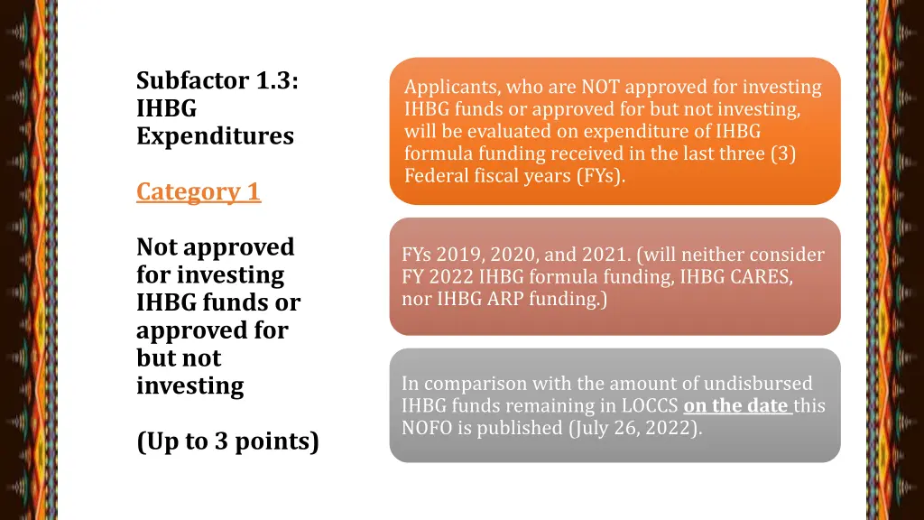 subfactor 1 3 ihbg expenditures