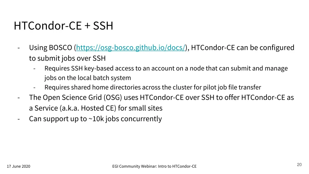 htcondor ce ssh