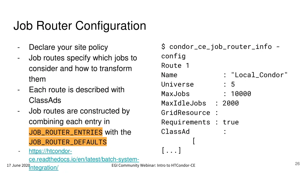 job router configuration