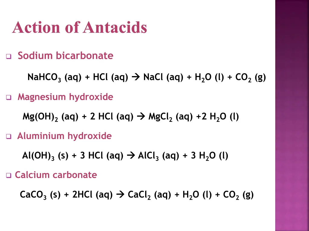 action of antacids