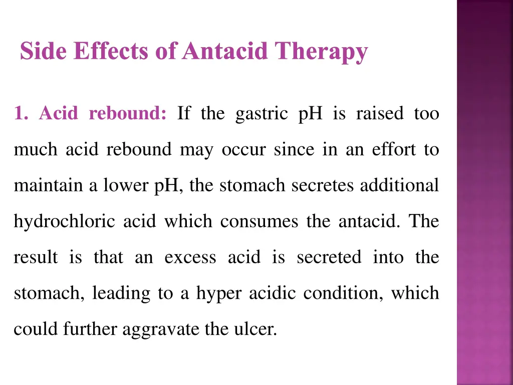 side effects of antacid therapy