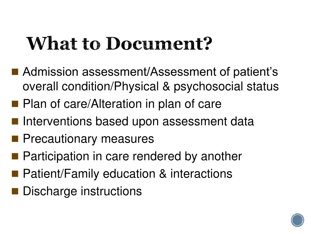 what to document 1