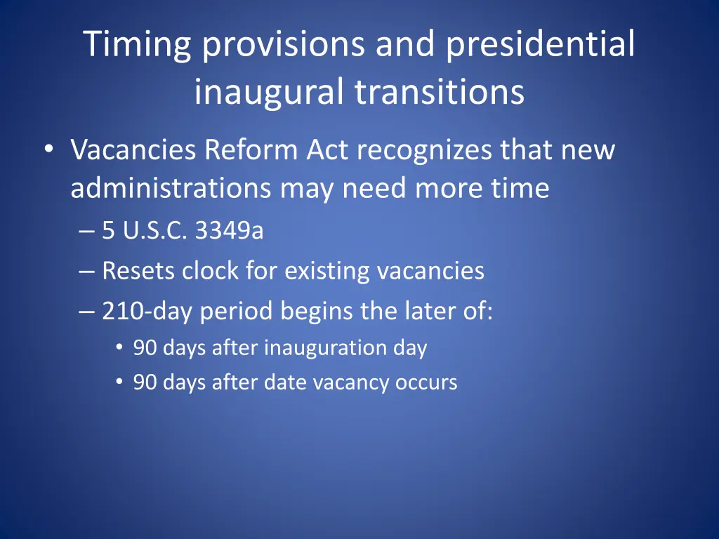 timing provisions and presidential inaugural