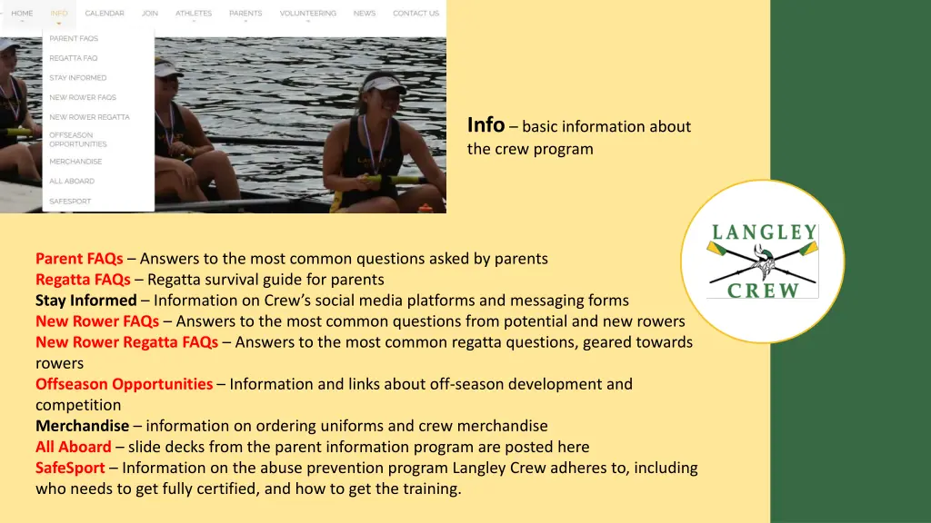 info basic information about the crew program