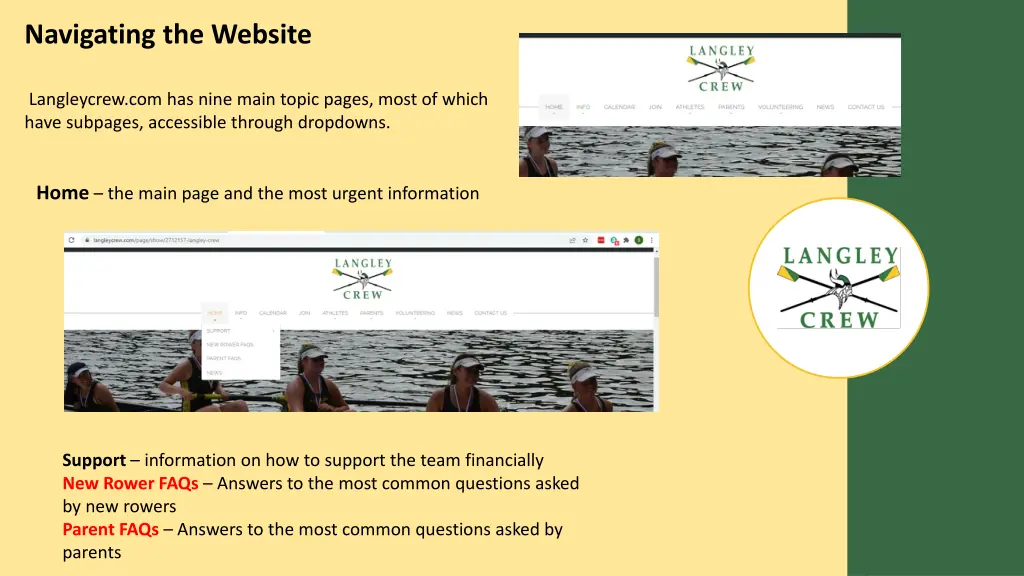navigating the website