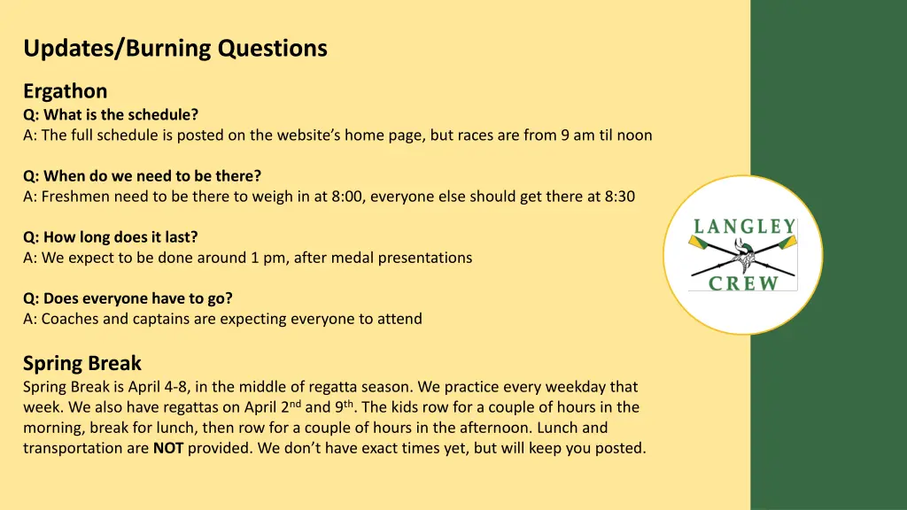 updates burning questions