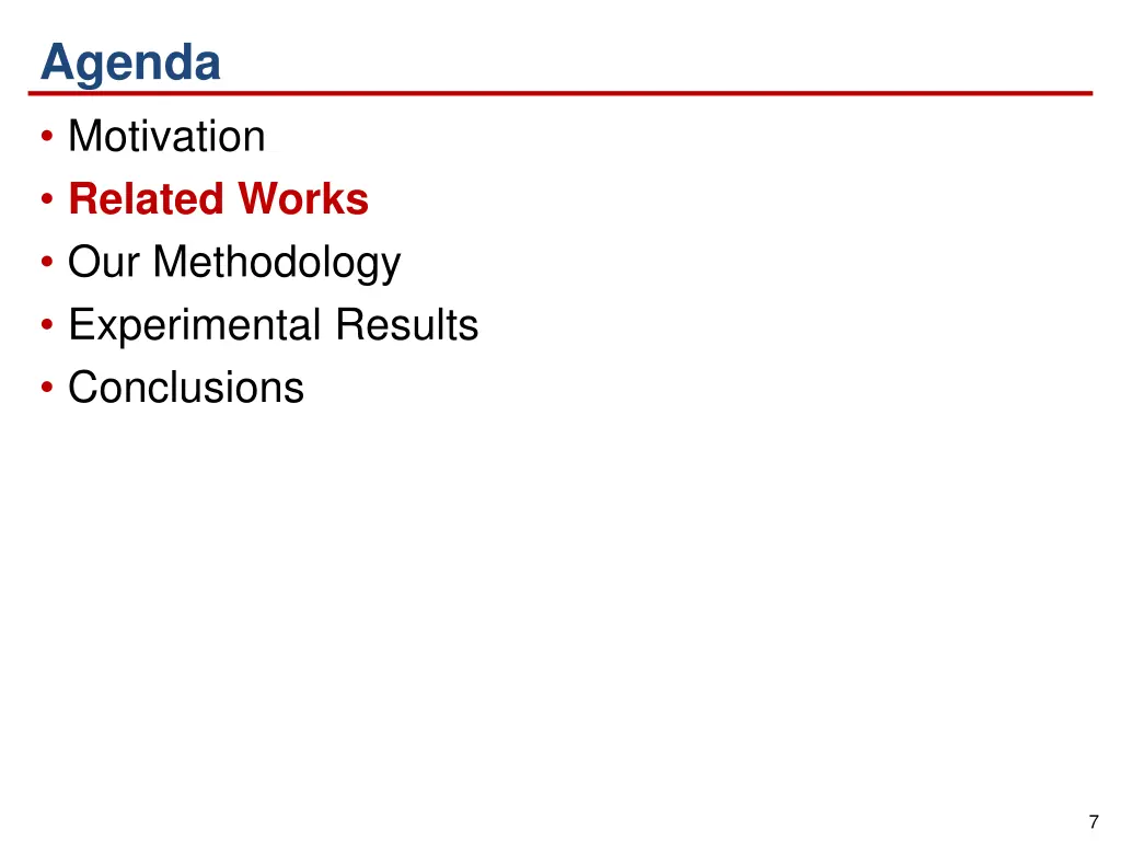 agenda motivation related works our methodology 1