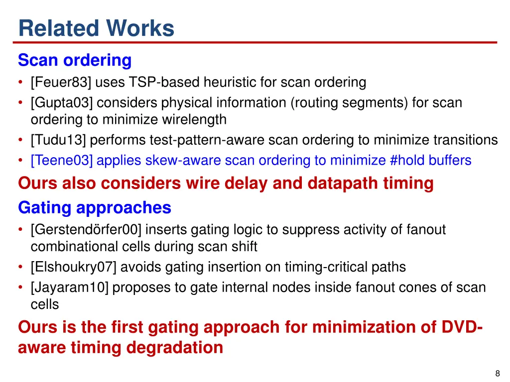 related works scan ordering feuer83 uses