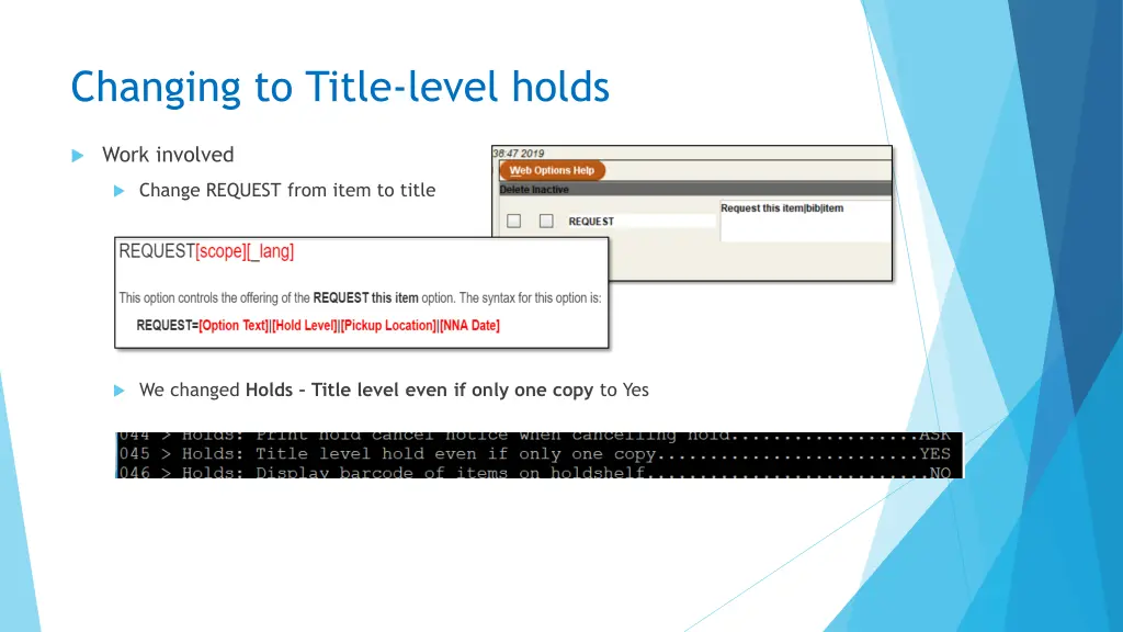 changing to title level holds 1