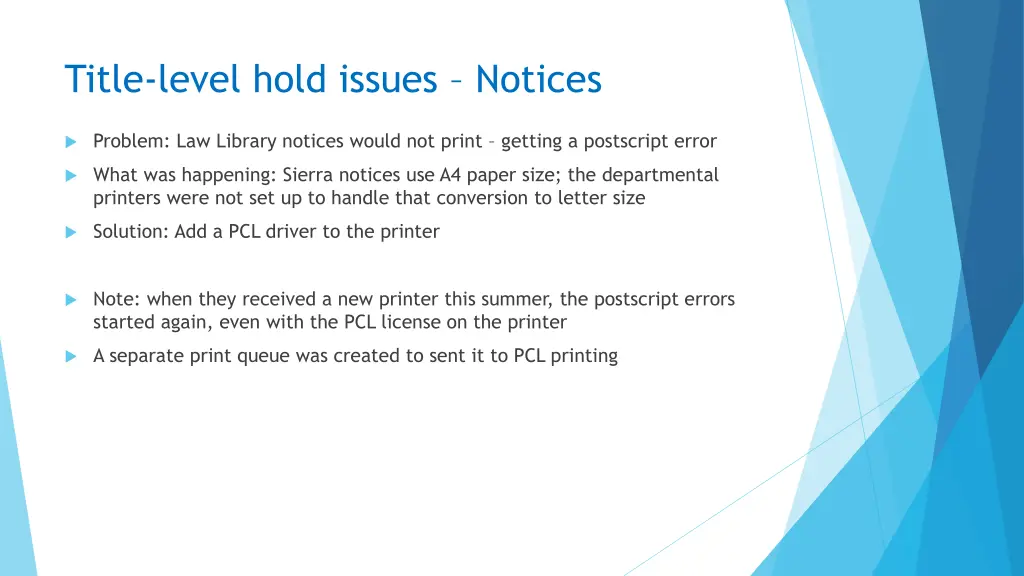 title level hold issues notices
