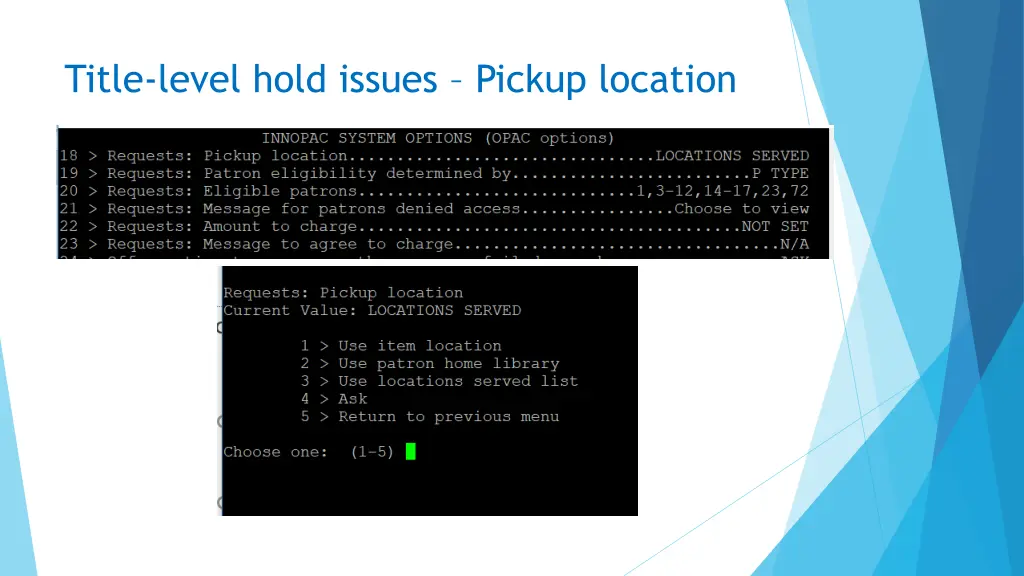 title level hold issues pickup location 1