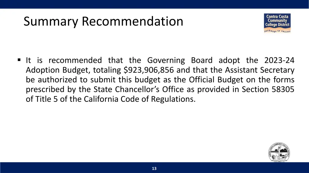 summary recommendation