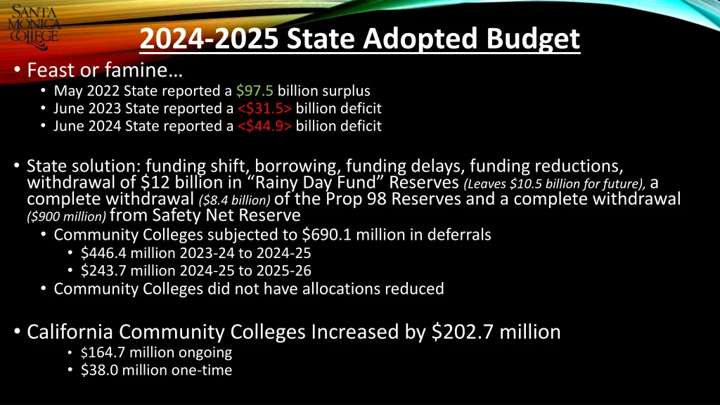 2024 2025 state adopted budget feast or famine
