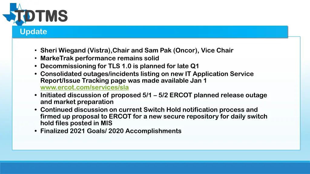 tdtms tdtms update