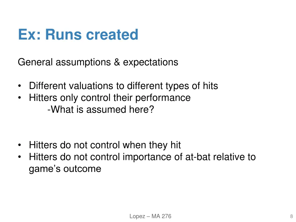 ex runs created 1