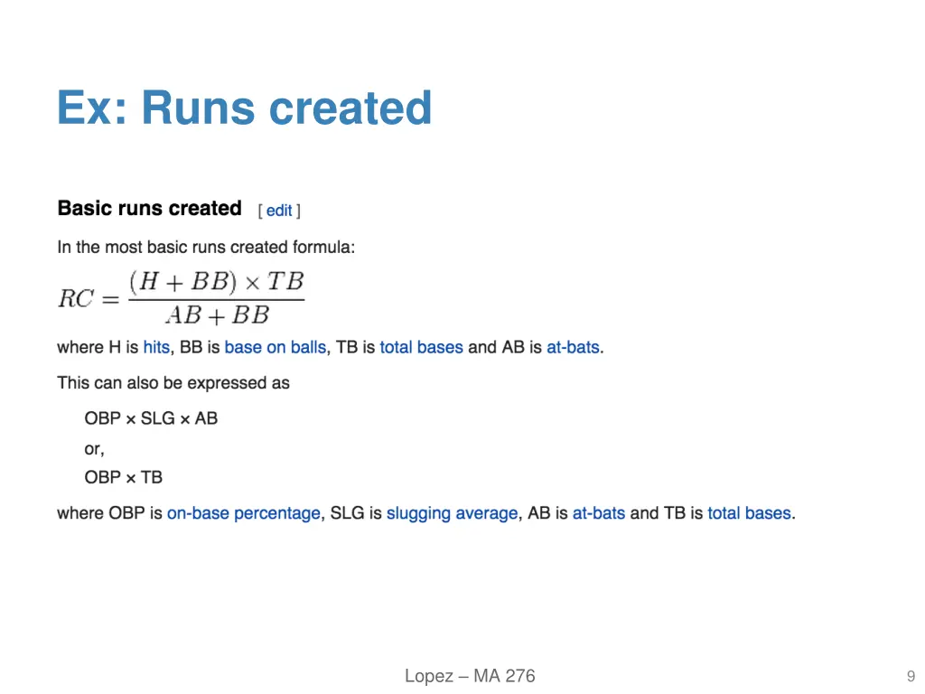 ex runs created 2