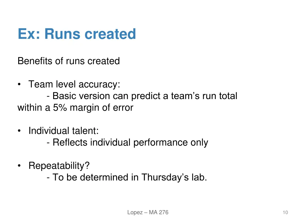 ex runs created 3