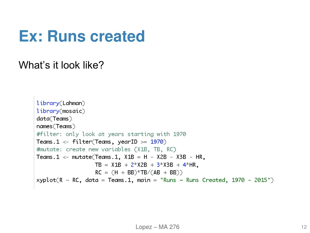 ex runs created 5