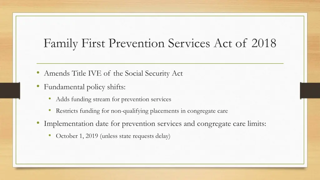 family first prevention services act of 2018