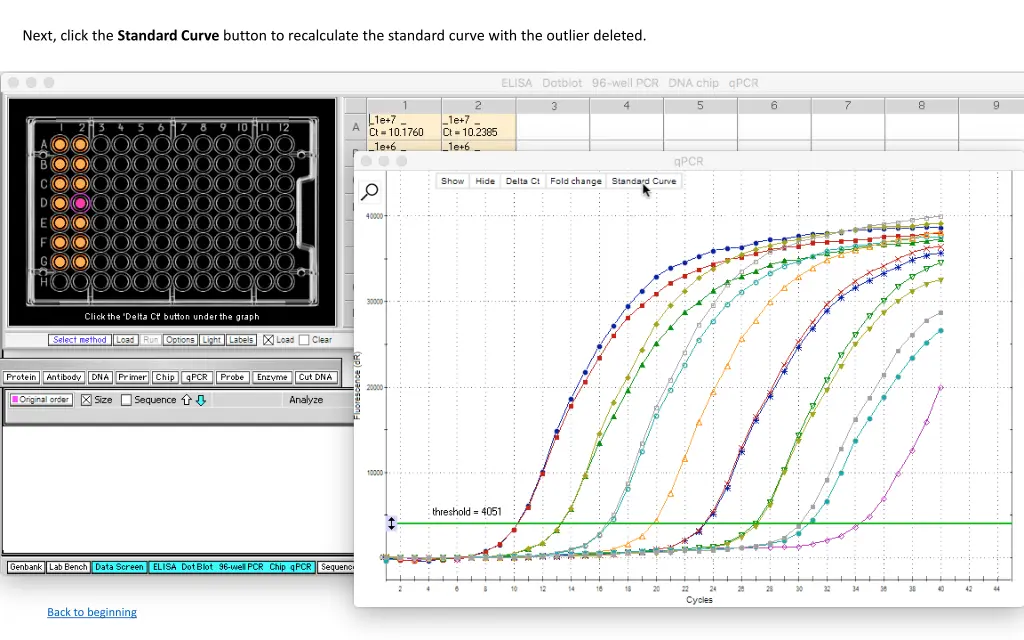 next click the standard curve button