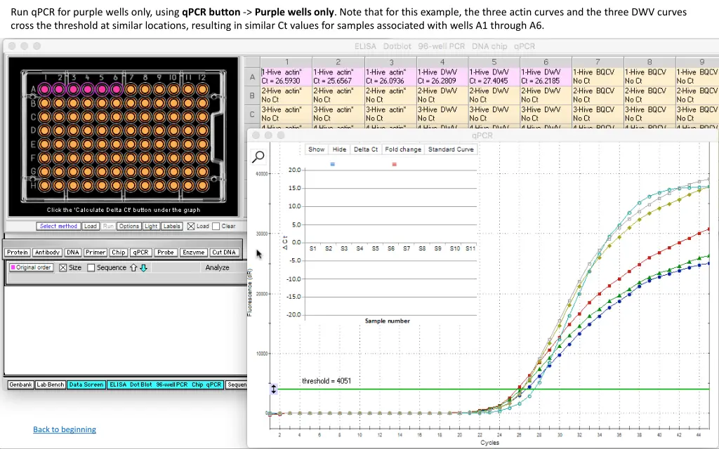 run qpcr for purple wells only using qpcr button