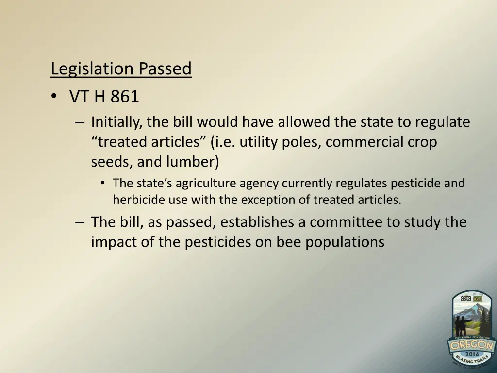 legislation passed vt h 861 initially the bill