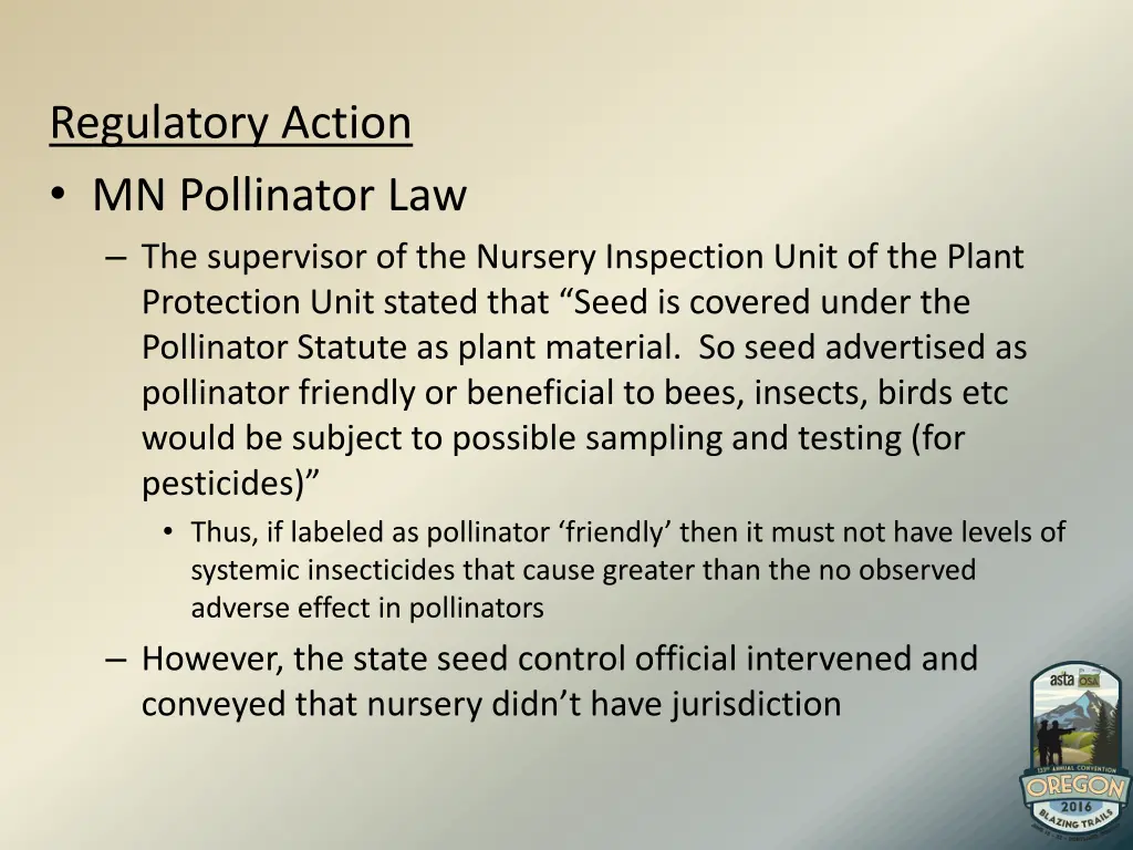 regulatory action mn pollinator