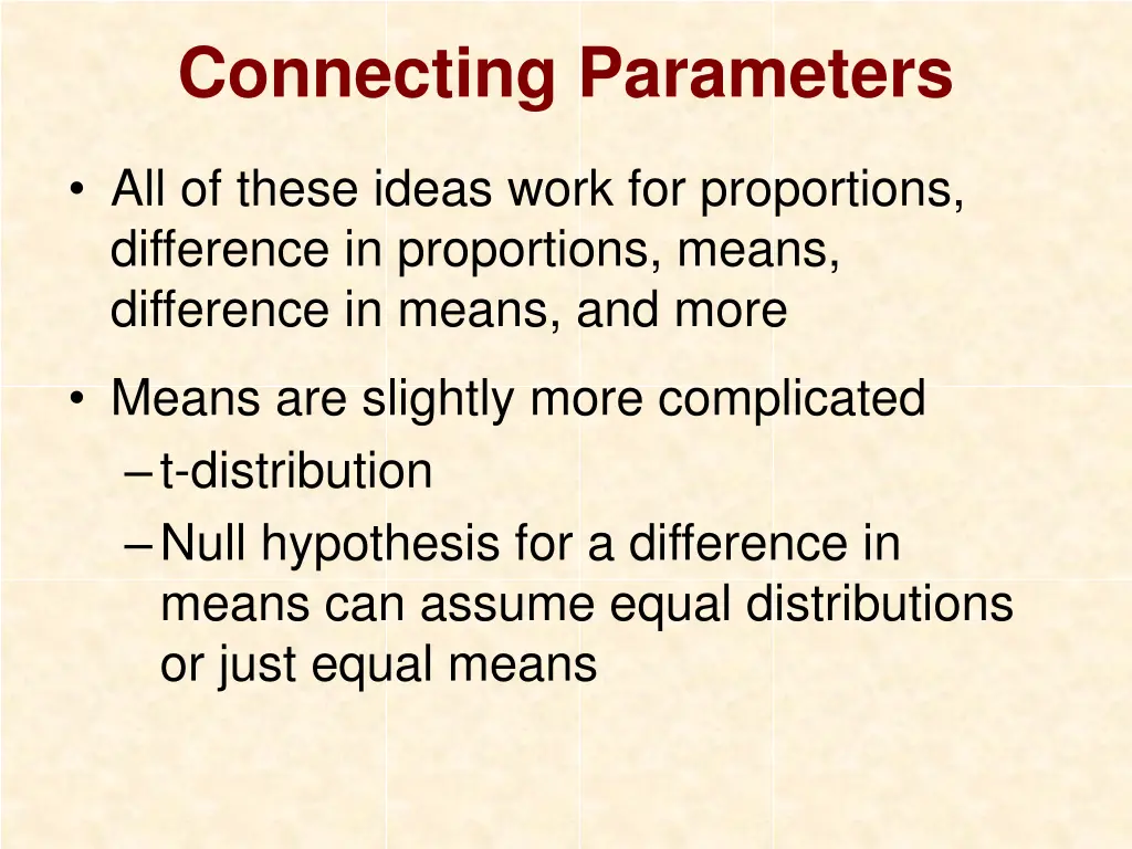 connecting parameters