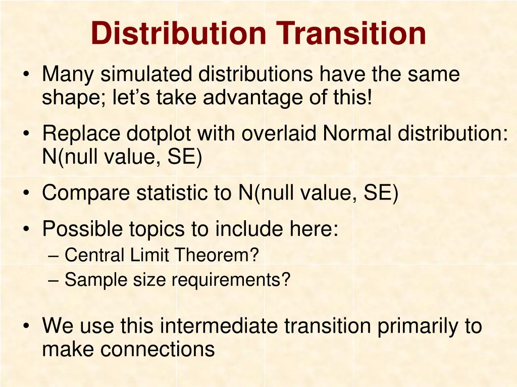 distribution transition many simulated