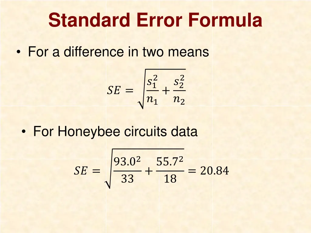 standard error formula 1