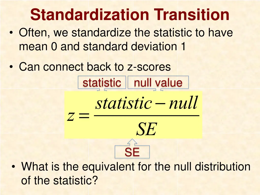 standardization transition often we standardize