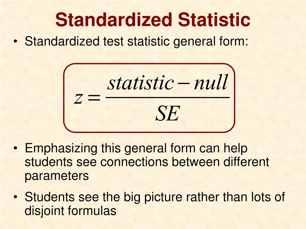 standardized statistic standardized test