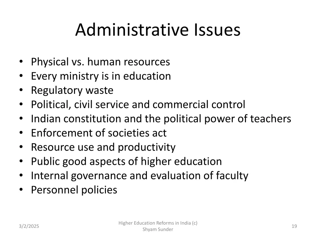 administrative issues