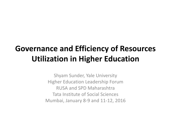 governance and efficiency of resources