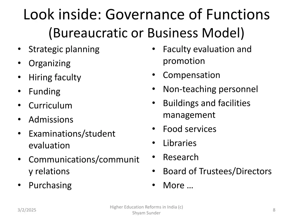 look inside governance of functions bureaucratic