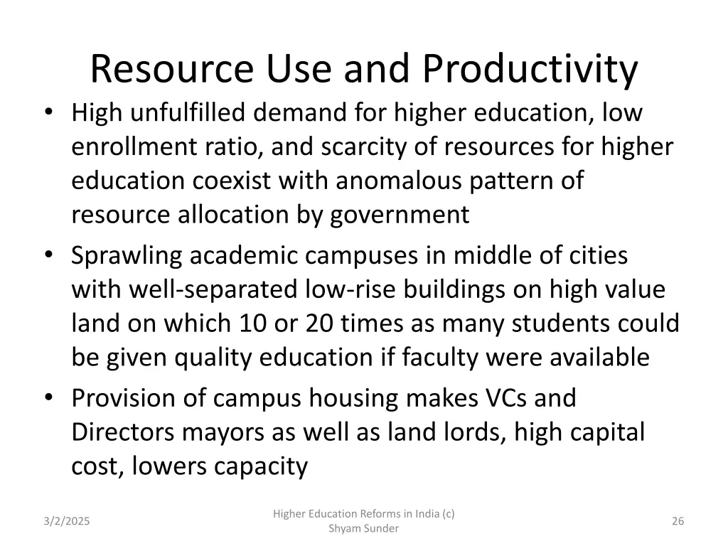 resource use and productivity high unfulfilled