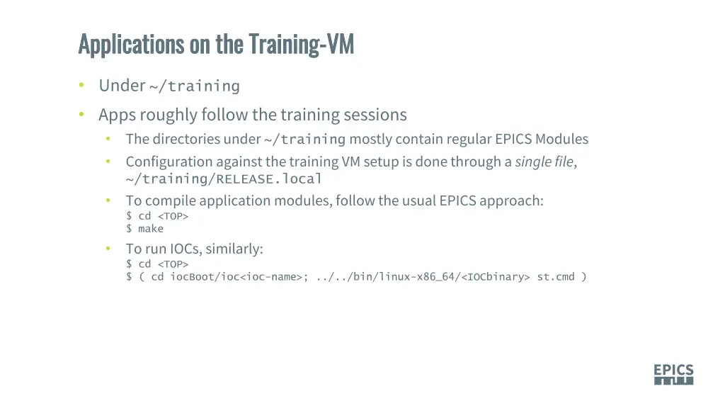 applications on the training applications