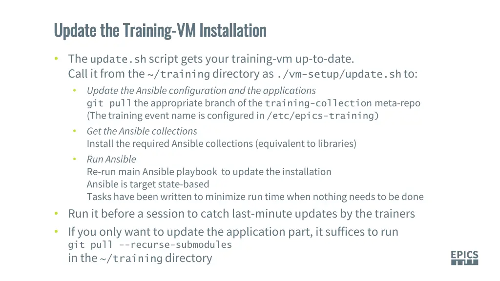 update the training update the training