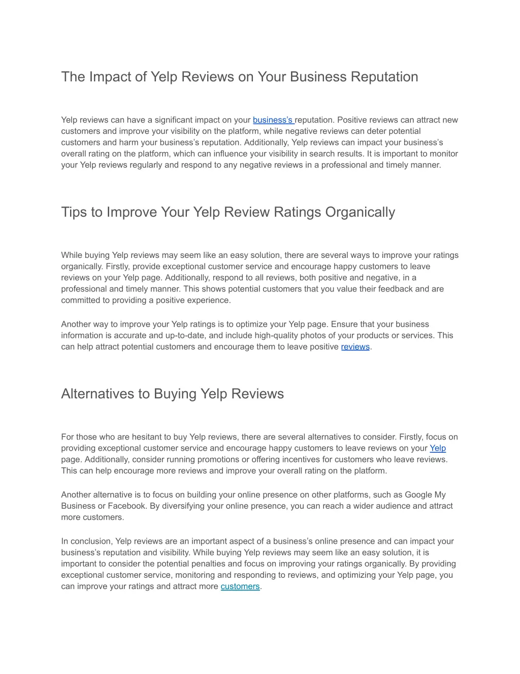 the impact of yelp reviews on your business