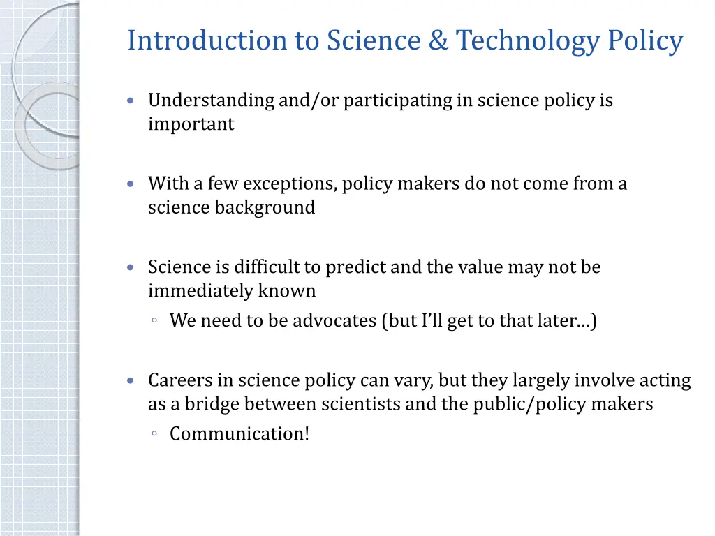 introduction to science technology policy 1