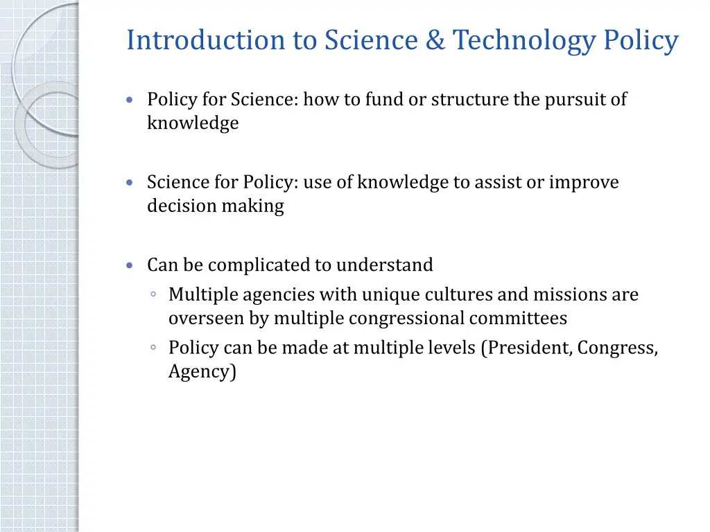 introduction to science technology policy