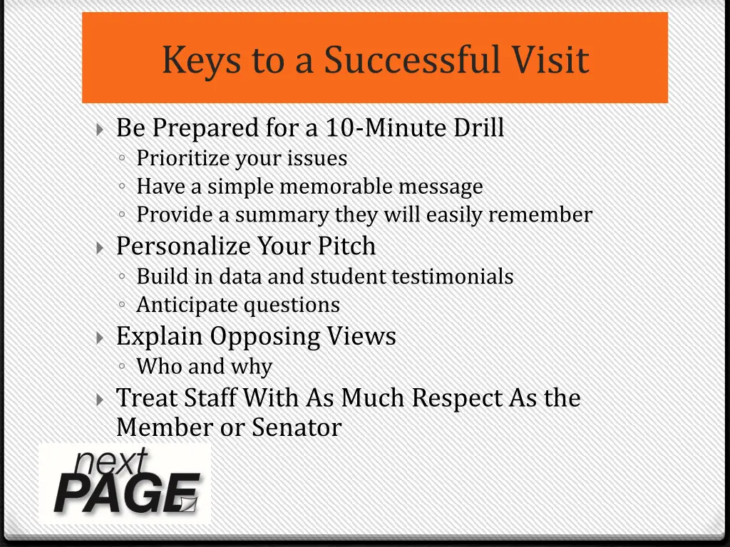keys to a successful visit