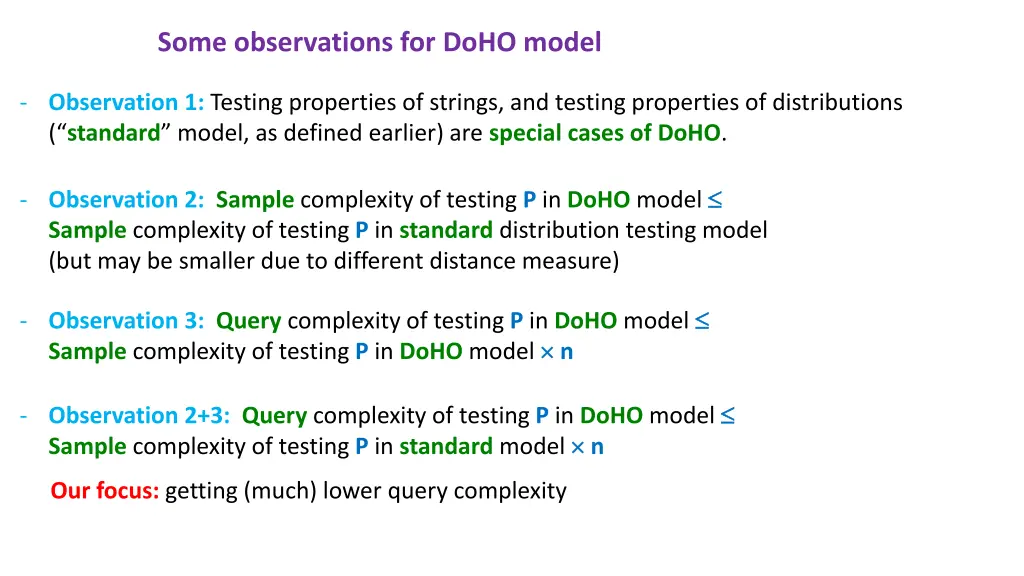 some observations for doho model