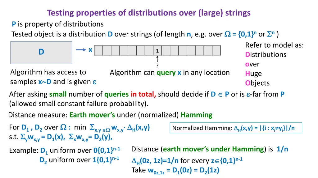 testing properties of distributions over large