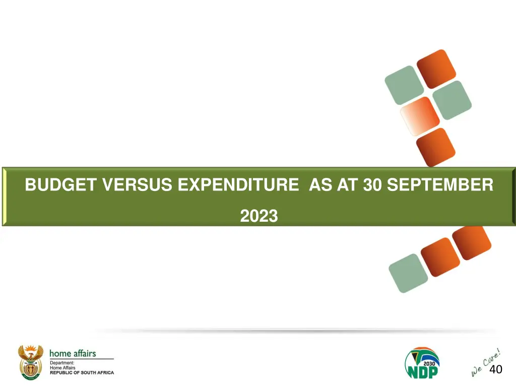 budget versus expenditure as at 30 september