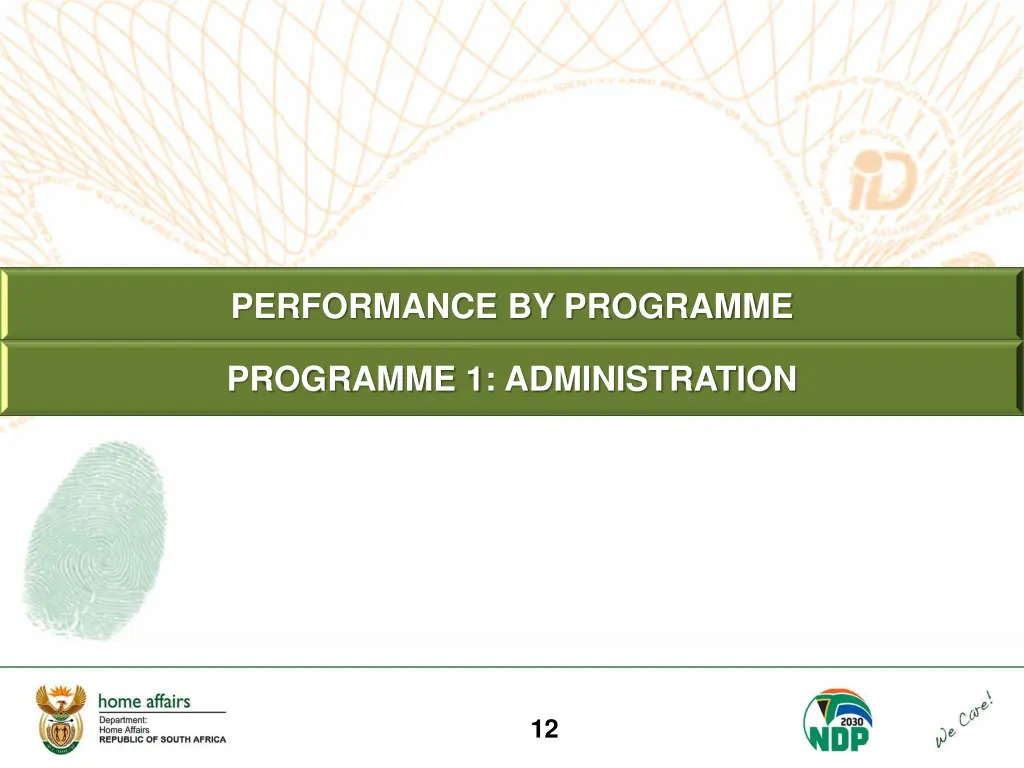 performance by programme