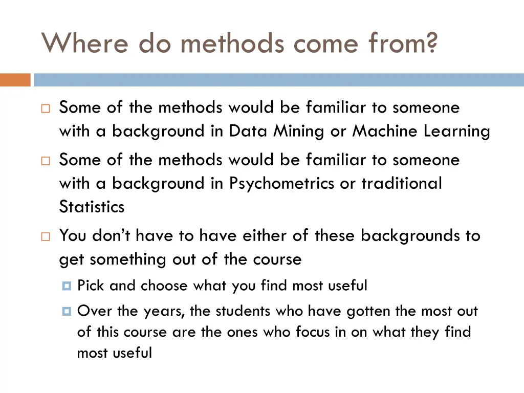 where do methods come from