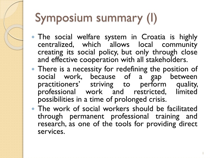 symposium summary i