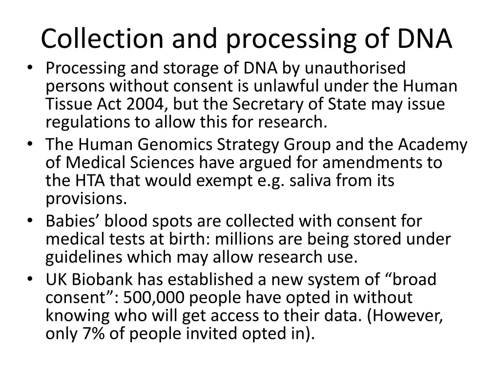collection and processing of dna processing